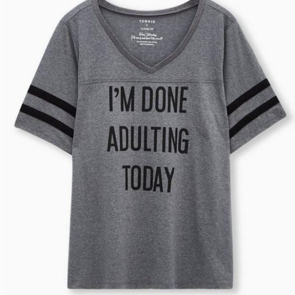 NWOT torrid women’s Football Graphic Tee Done Adulting Heather Grey 1 1X 1XL - Picture 9 of 10